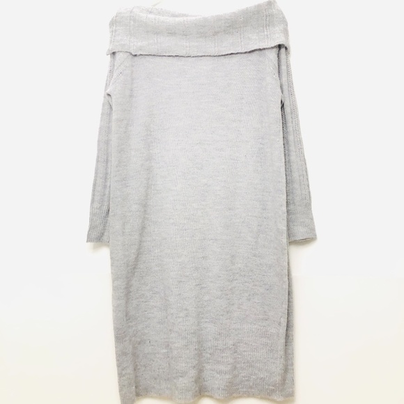NWT Solutions Off the Shoulder Grey Sweater Dress - Picture 3 of 5